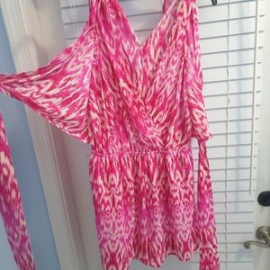 AQUA Batik Print Tie Front Romper